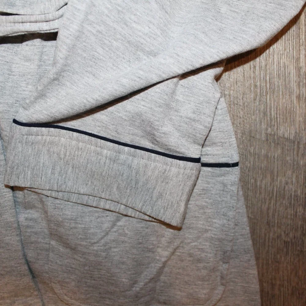 NWT MEN'S‎ TERRY HEATHERED GRAY PIPED BATH ROBE